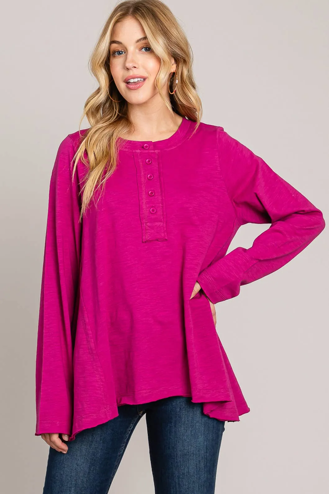 Everyday Fall/Winter Flowy Women's Top Cotton Bleu