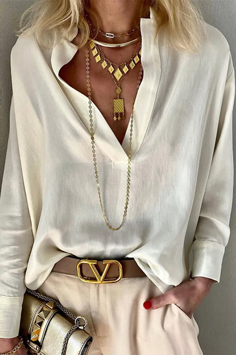 Fashion Casual Solid Mandarin Collar Blouses(3 Colors)