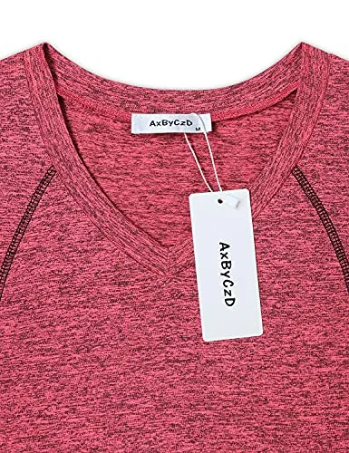 Fashion Tops for Women Dressy,Sports Workout Hiking Short Sleeve V Neck Active Shirts Soft Comfortable Tunics Training Weight Lifting Fitness Clothes Daily Leisure Wear Pink Large