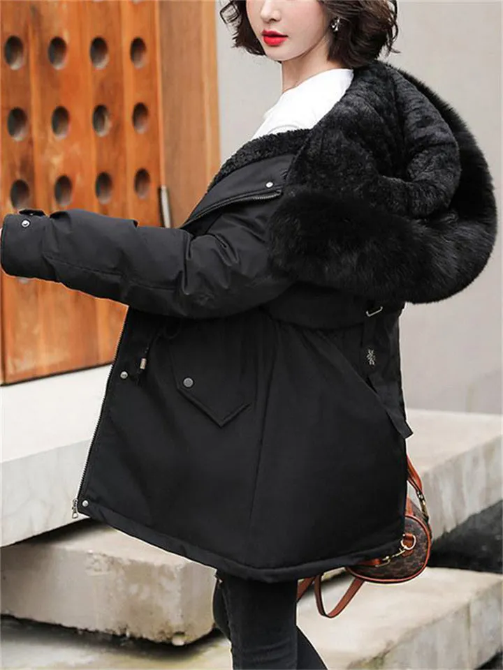 Fashionable Faux Fur Collar Super Warm Padded Coats for Women