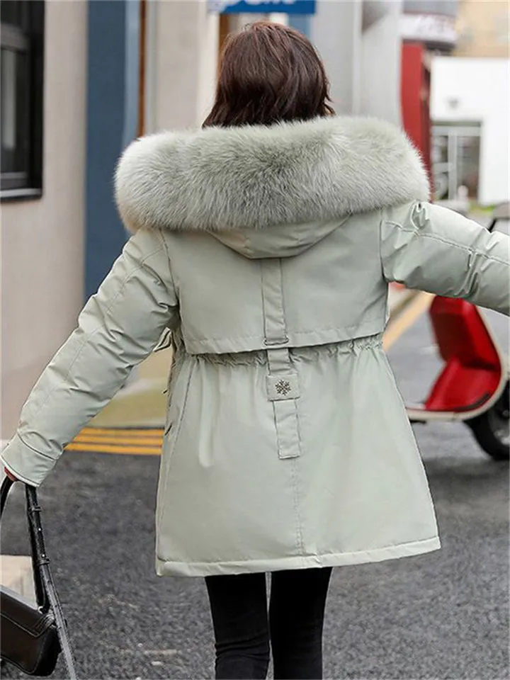 Fashionable Faux Fur Collar Super Warm Padded Coats for Women