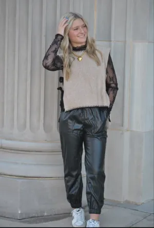 Faux Leather Joggers