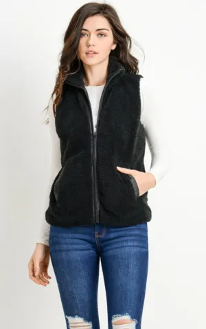 *FINAL SALE* Fleece Zipper Vest (Black)