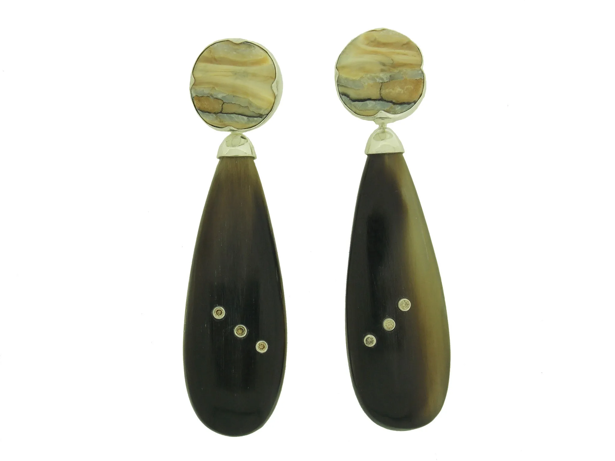 Flat Buffalo Horns set with Triple Cognac Diamonds