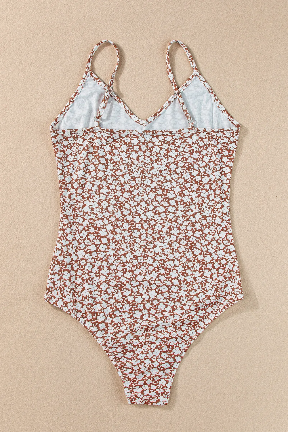 Floral Spaghetti Strap V Neck Bodysuit