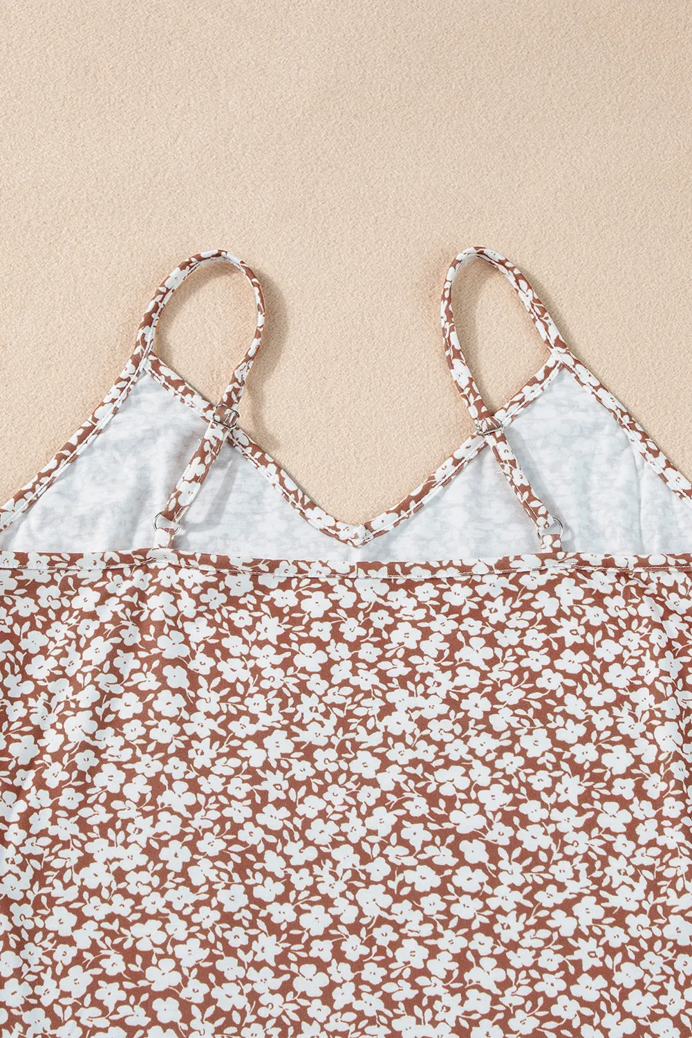 Floral Spaghetti Strap V Neck Bodysuit