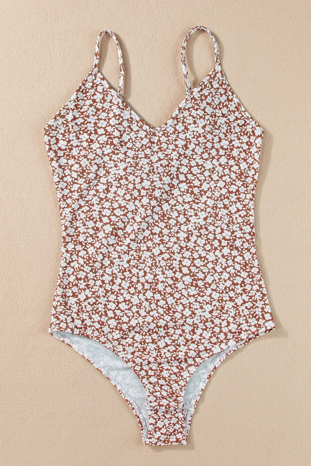 Floral Spaghetti Strap V Neck Bodysuit