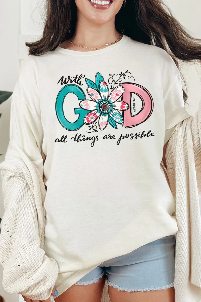 Floral With God Combed Cotton T-Shirt