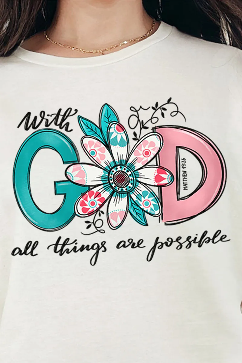 Floral With God Combed Cotton T-Shirt