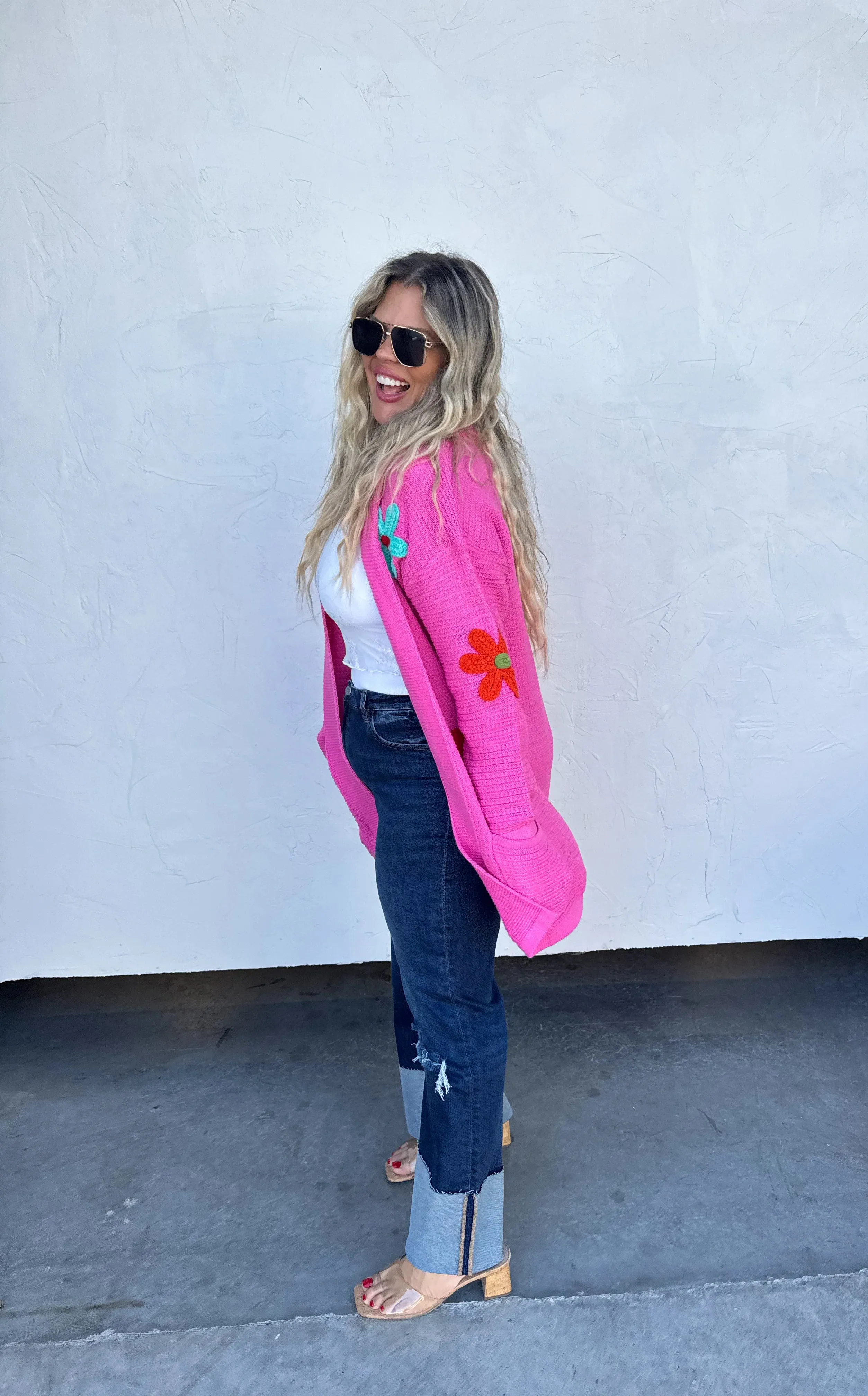 FLOWER CARDIGAN PINK