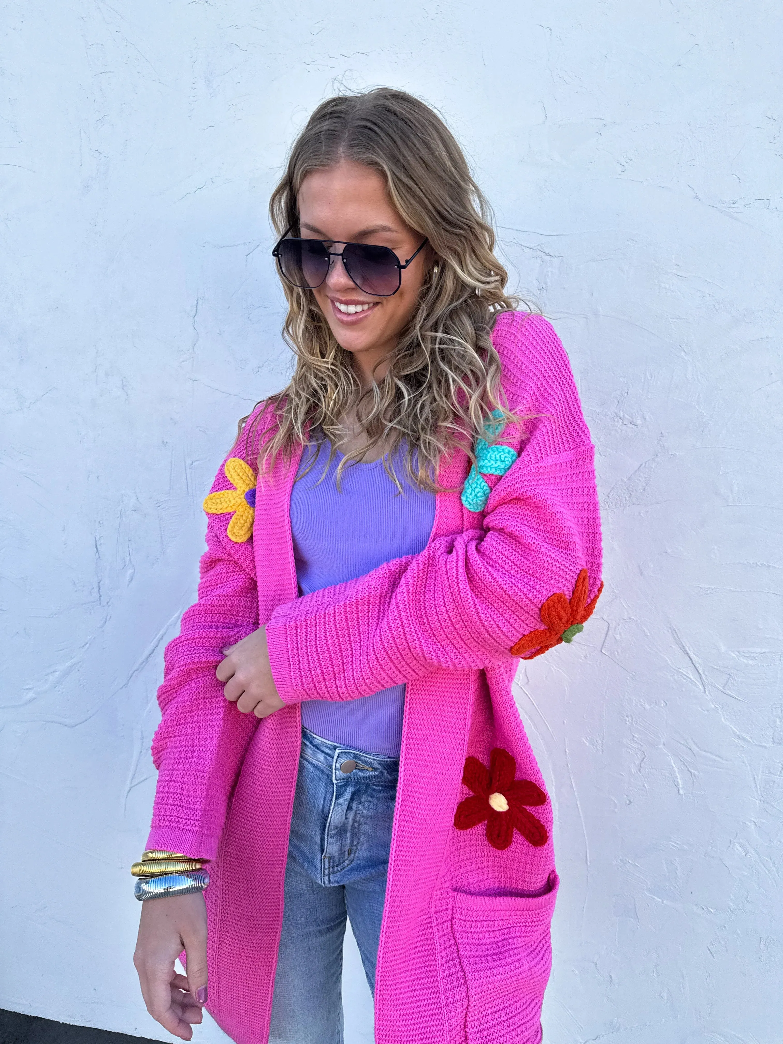FLOWER CARDIGAN PINK