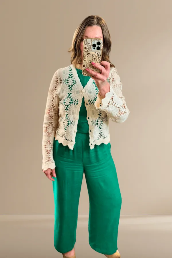 Flower Crochet Button Cardigan
