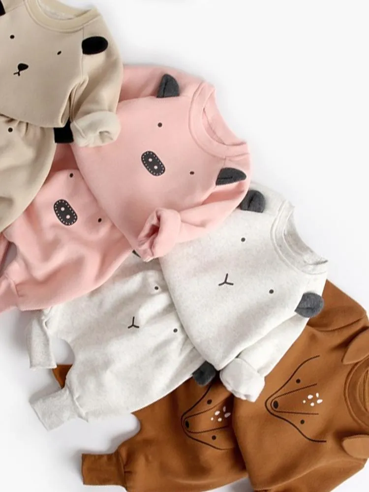 Foxy Pop - Long Sleeve Top & Bottoms 2 Piece Outfit with Foxy Ears - 6M to 2Y
