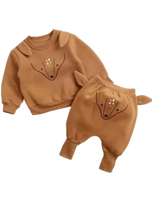 Foxy Pop - Long Sleeve Top & Bottoms 2 Piece Outfit with Foxy Ears - 6M to 2Y