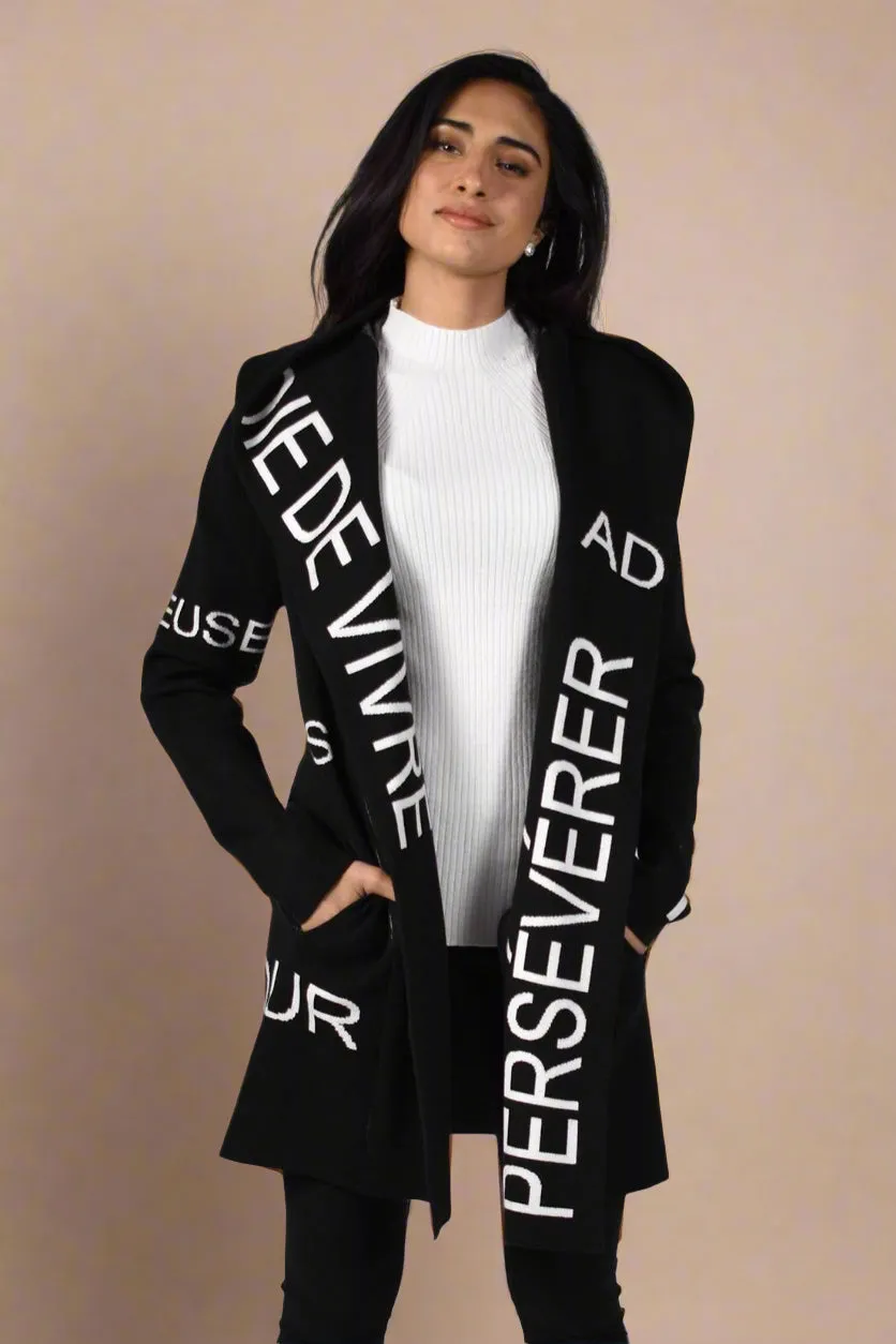 Frank Lyman Hooded Graphic Knit Cover Up