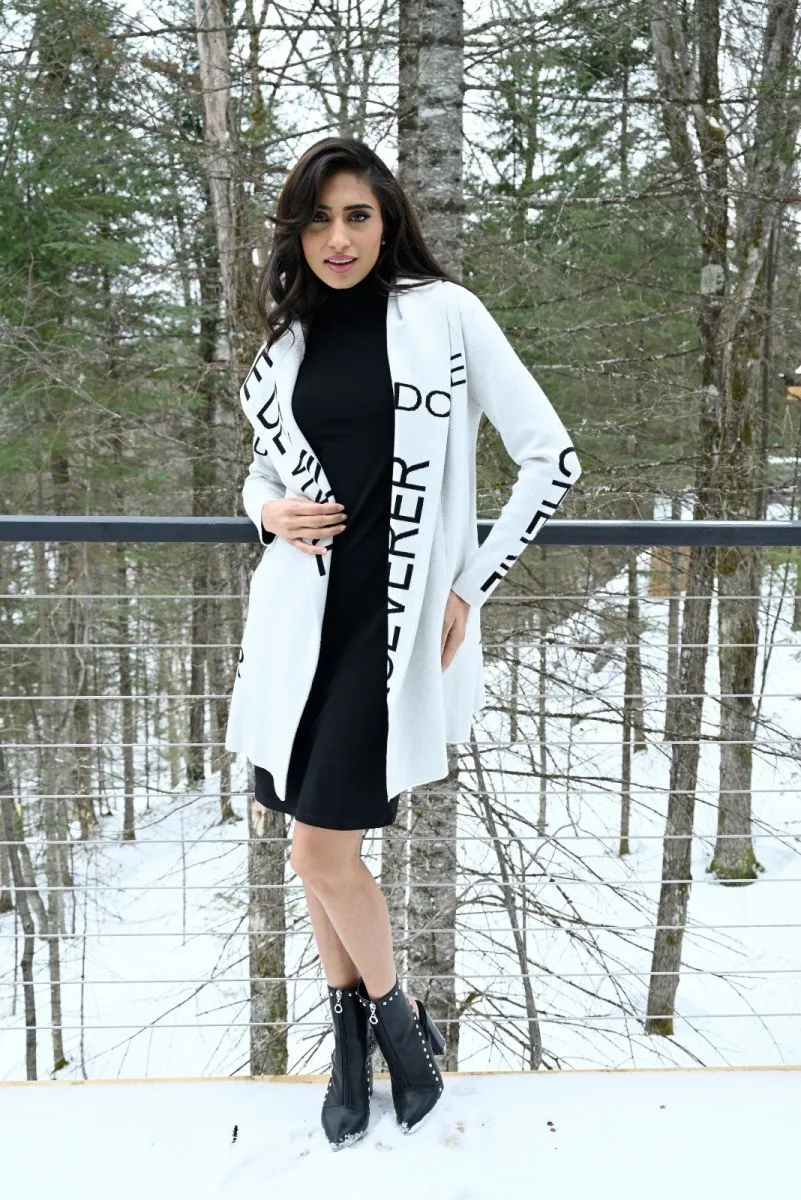 Frank Lyman Hooded Graphic Knit Cover Up