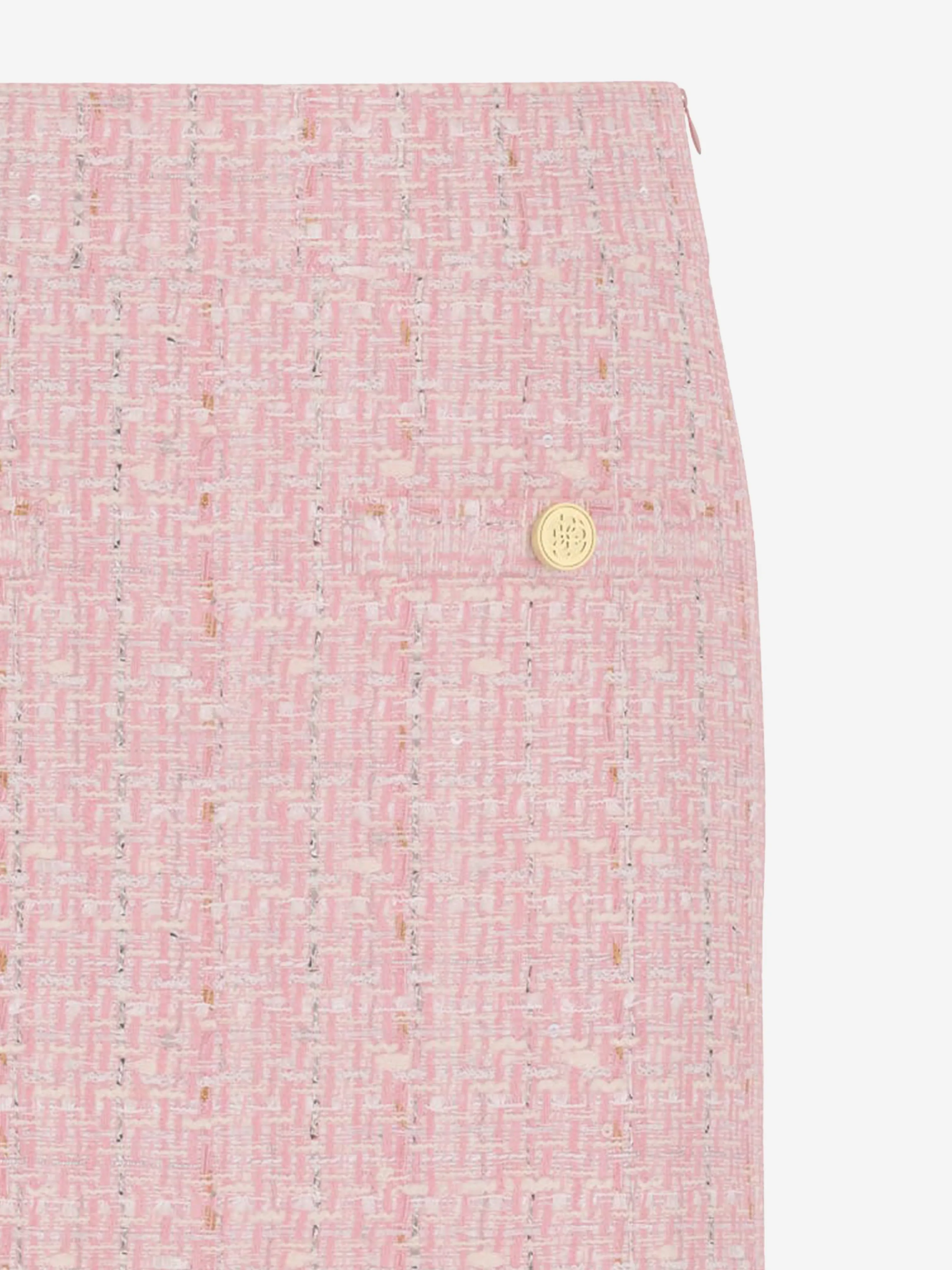 Girls Tweed Mini Skirt in Pink