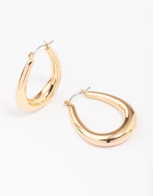 Gold Cutout Pear Hoop Earrings