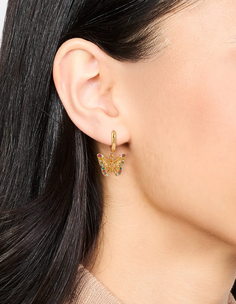 Gold Lovely Butterfly Drop Earrings