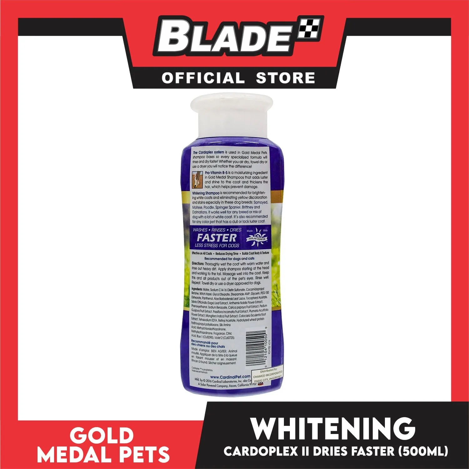Gold Medal Pets Blue Diamond with Cardoplex 17oz Dogs Whitening Shampoo