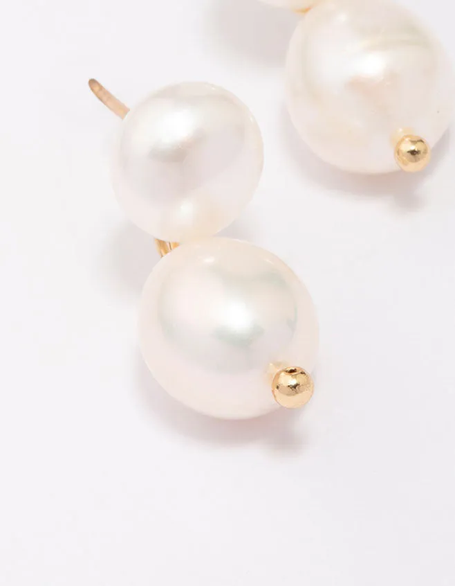 Gold Plated Freshwater Pearl Stud & Drop Earrings Set