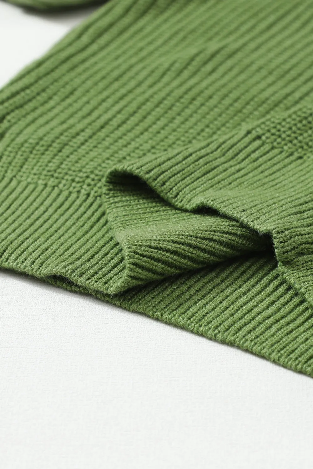Green Eyelet Drop Shoulder Patchwork Pullover Sweater