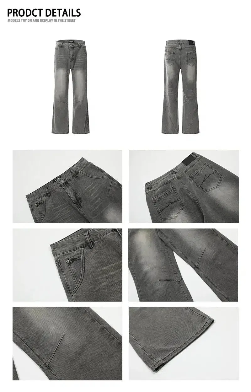 Grey Relaxed Fit Straight-leg Jeans