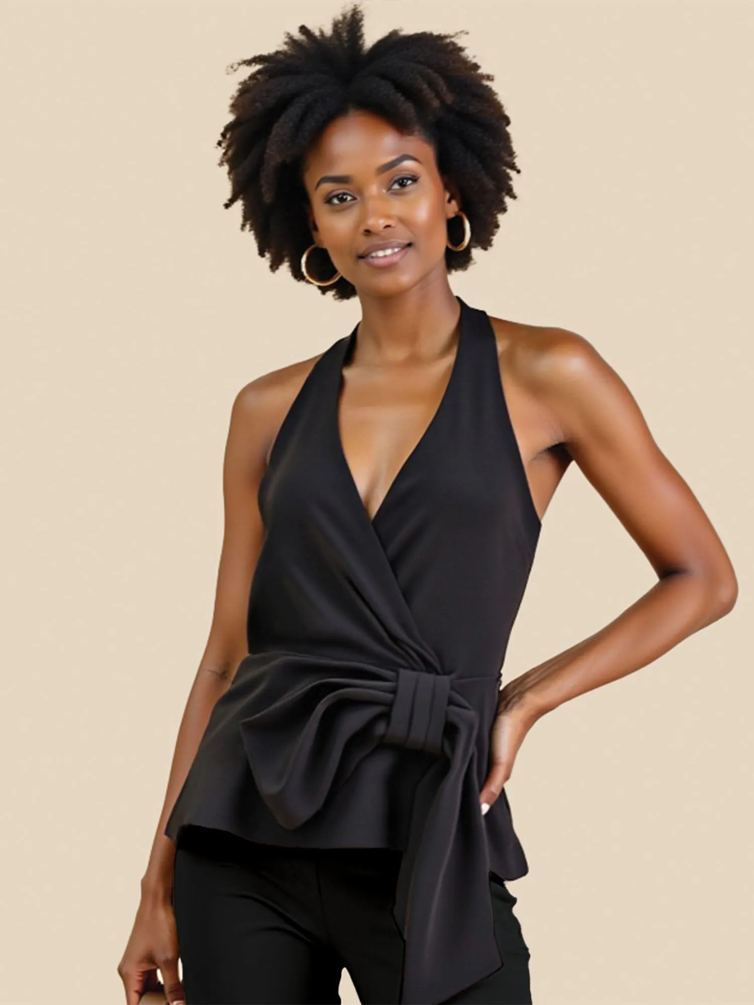 Halter Neck Vest Bow Top