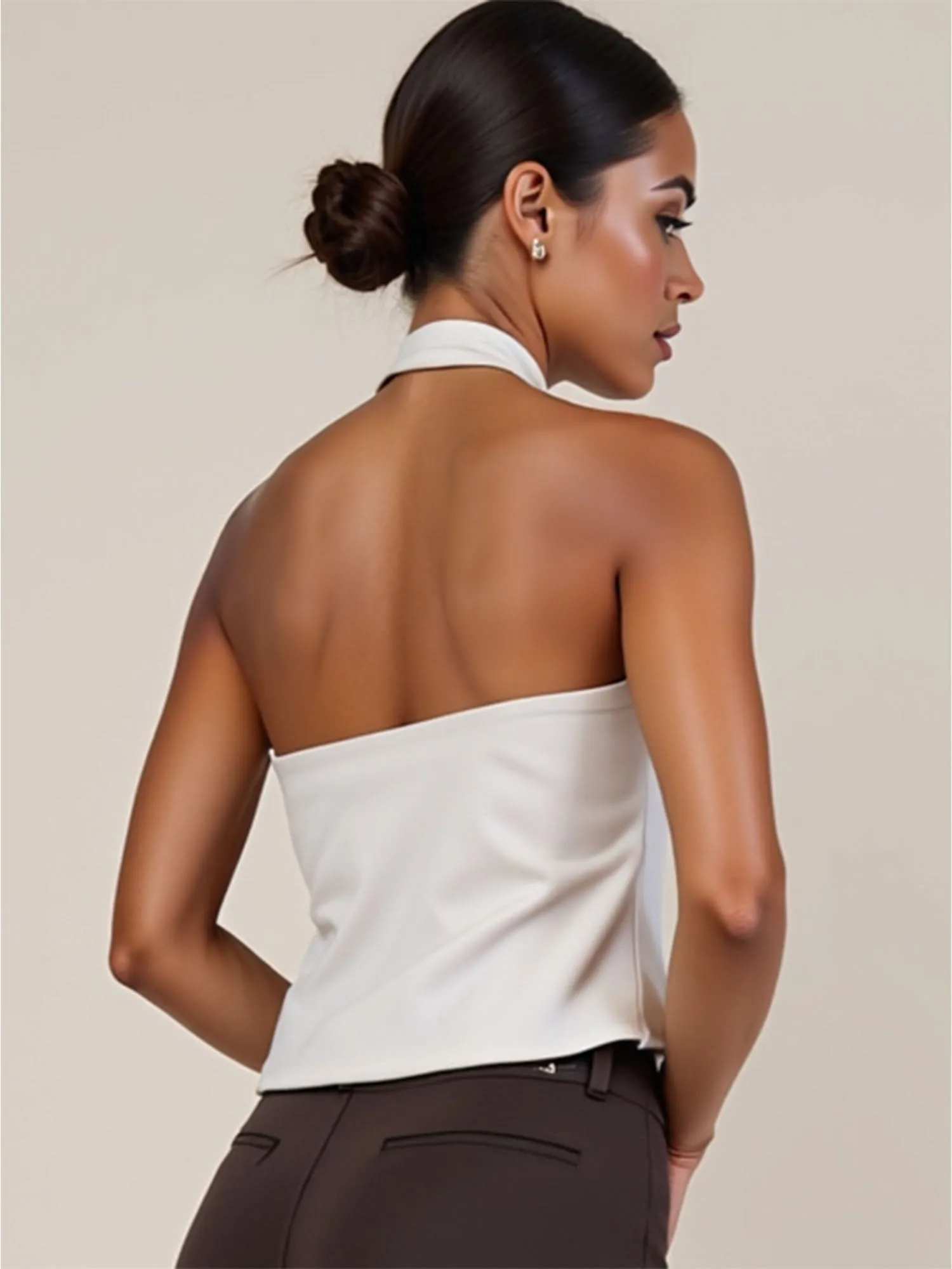 Halter Neck Vest Bow Top