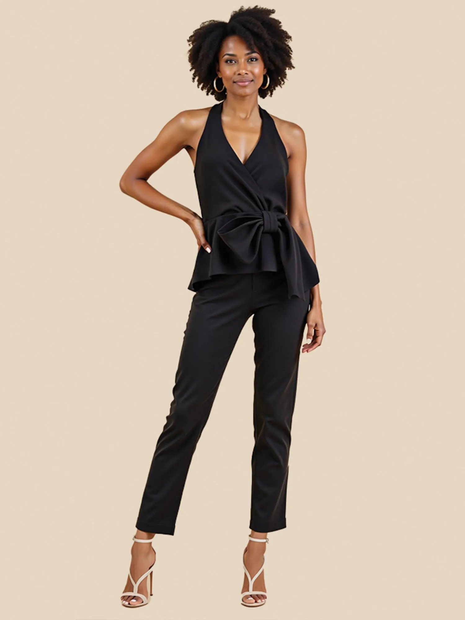Halter Neck Vest Bow Top