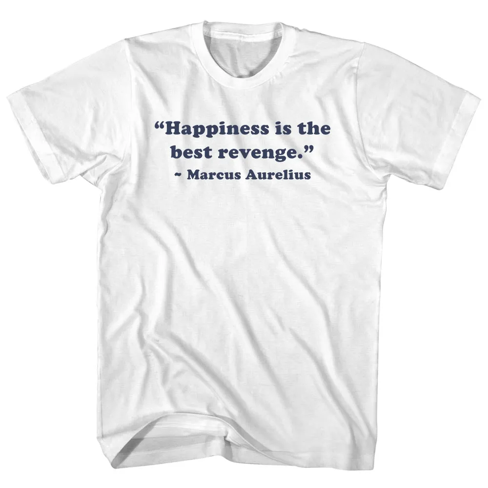Happiness Is The Best Revenge. - Marcus Aurelius Quote Tees Adult Cotton T-shirt