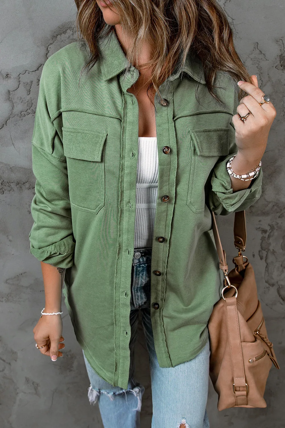 Hastings Button Front Shacket with Pockets