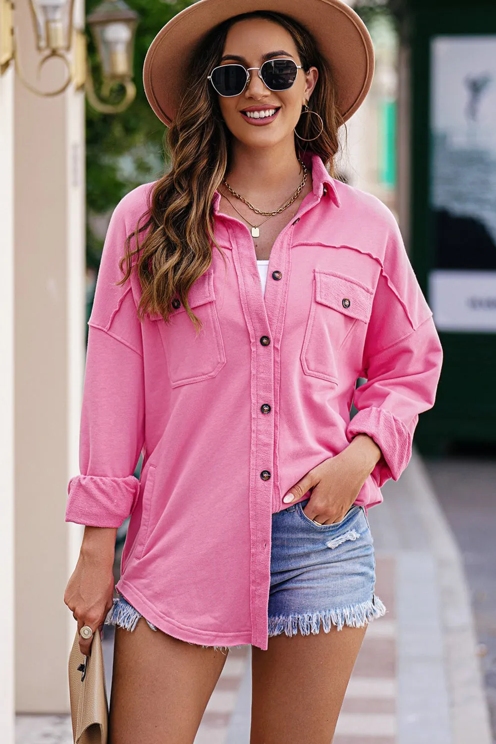 Hastings Button Front Shacket with Pockets