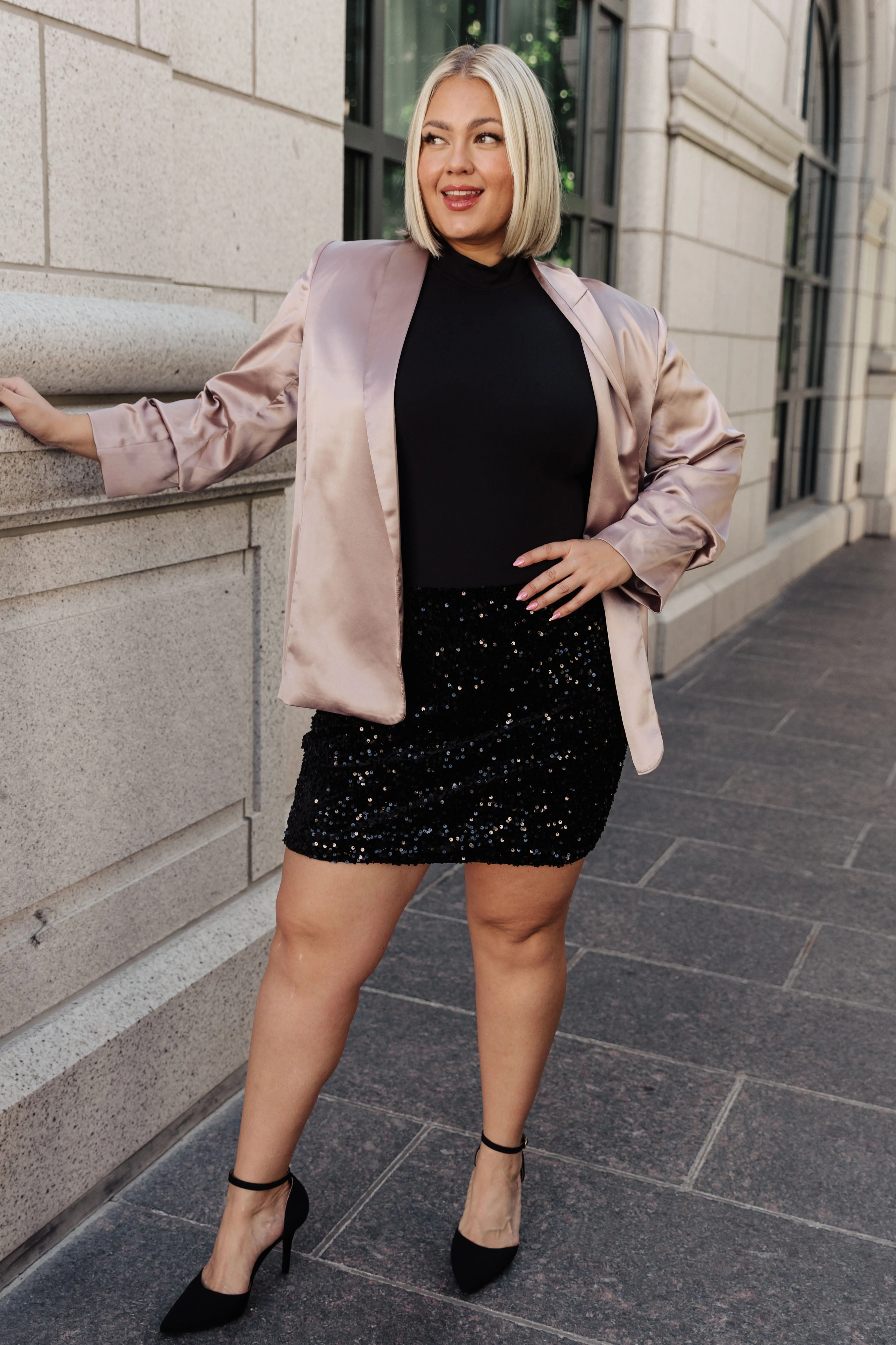 Hazel Blues® |  Champagne and Roses Satin Blazer