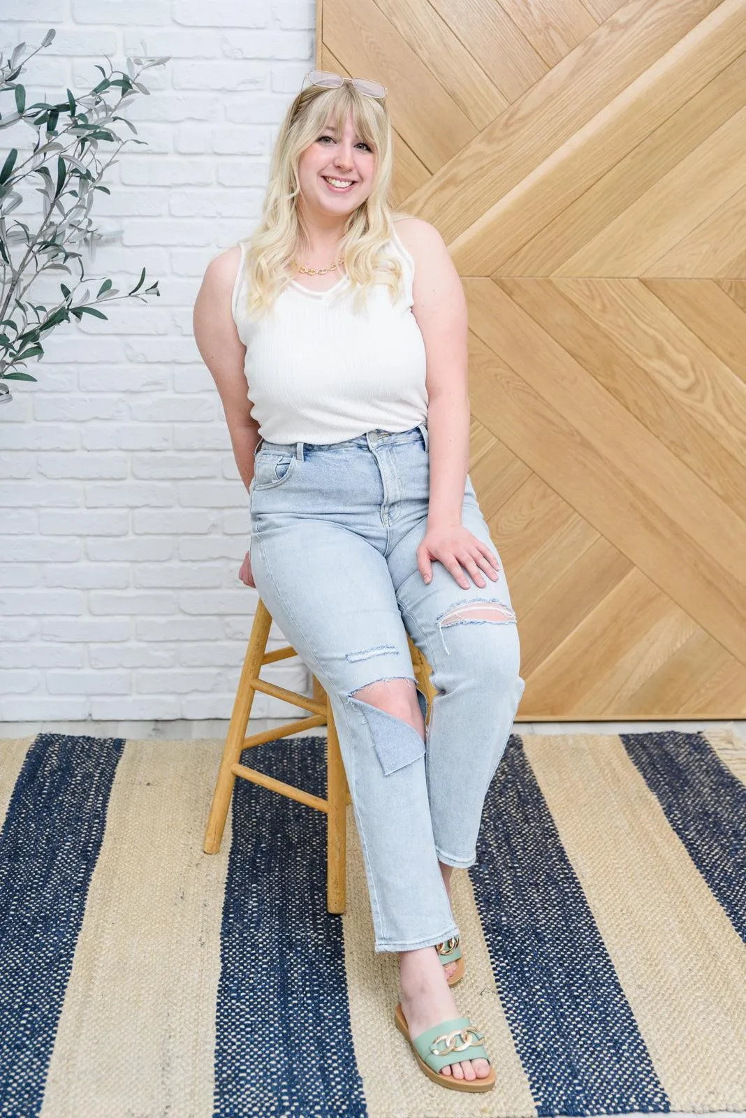 Hazel Blues® | Good Karma Light Wash Distressed Jeans