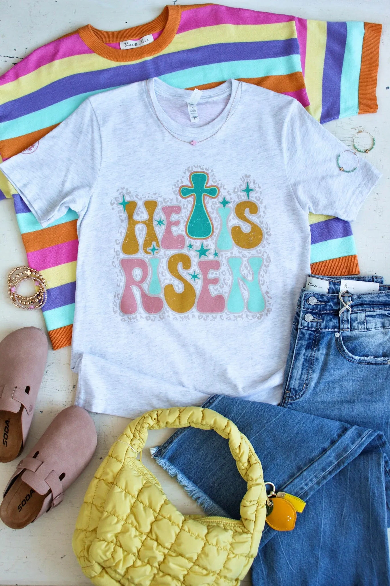 He Is Risen Graphic Tee • Heather Grey