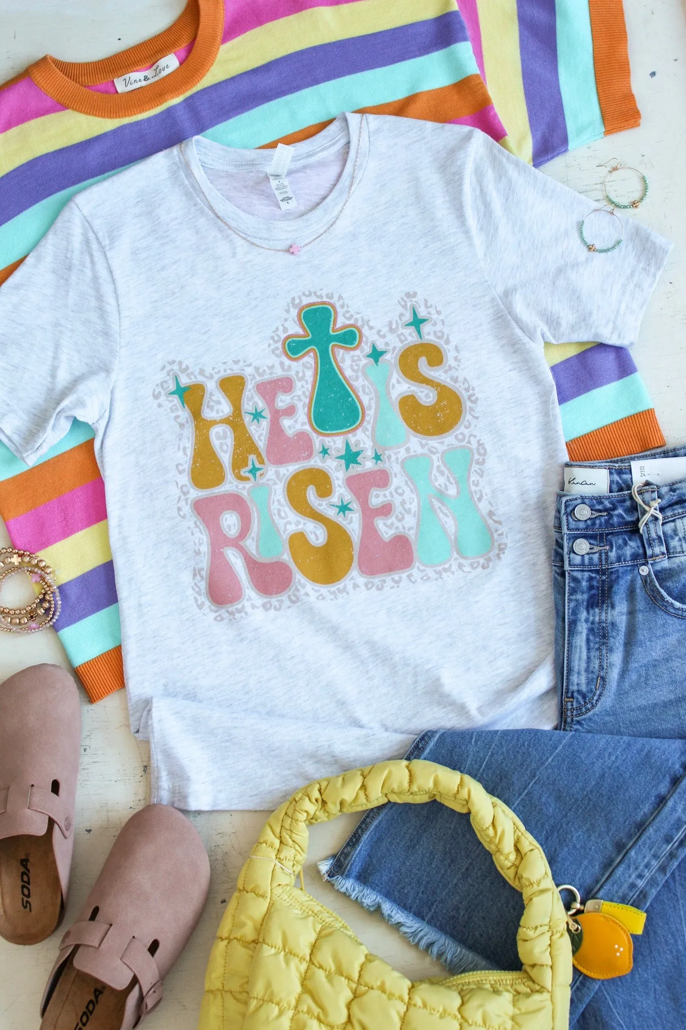 He Is Risen Graphic Tee • Heather Grey