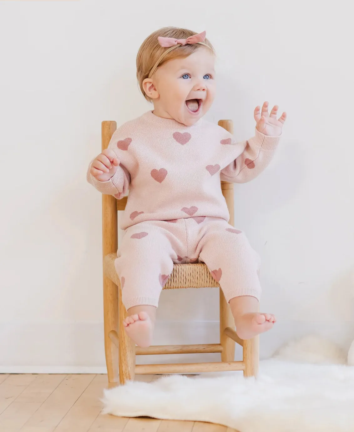 Heart Knit Pants - Bubblegum
