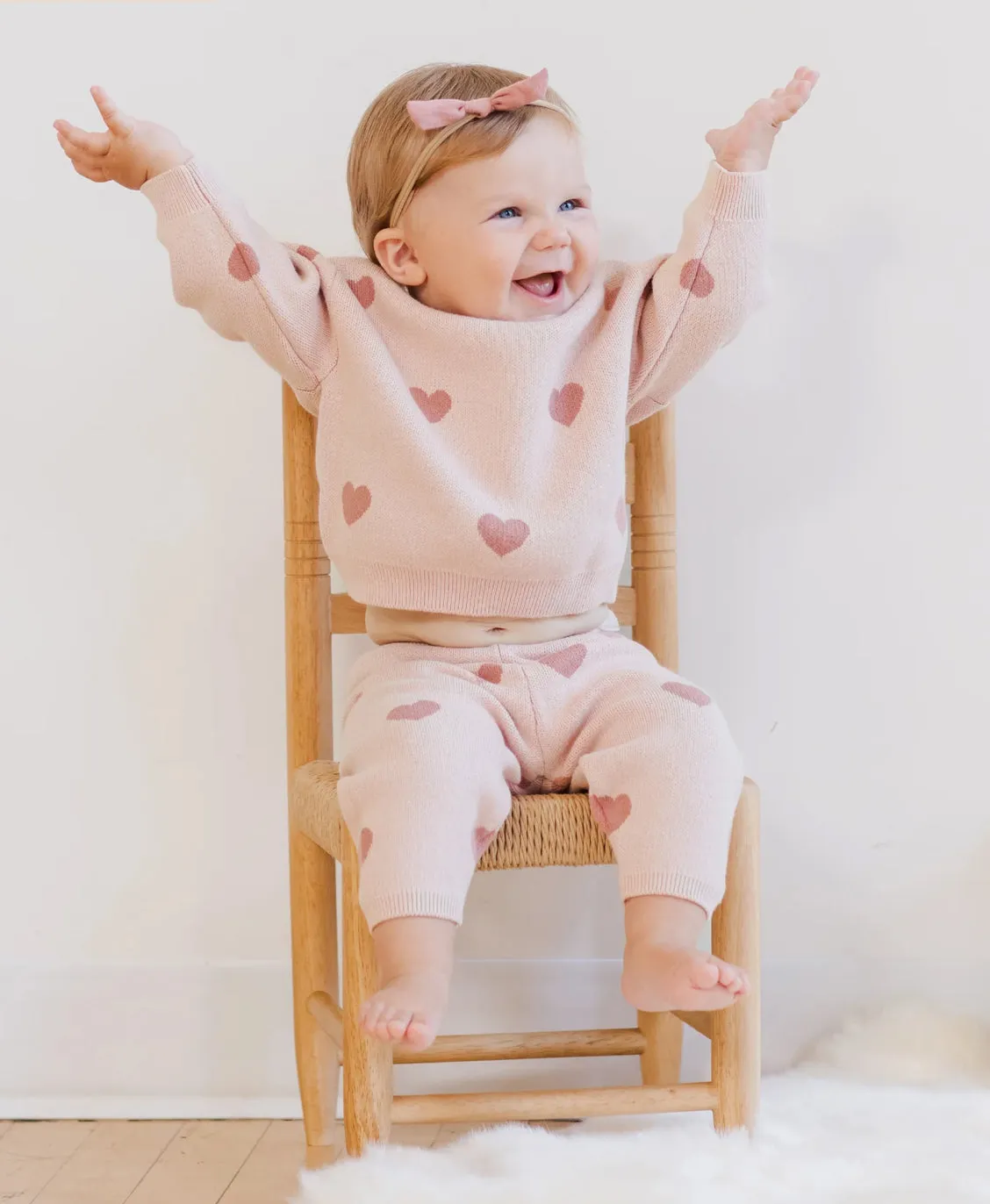 Heart Knit Pants - Bubblegum