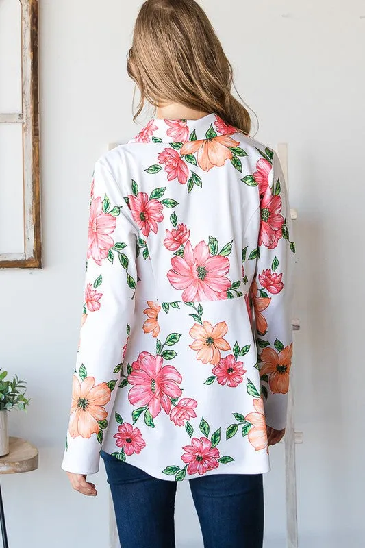 Heimish Full Size Multi Color Floral Blazers with Tunic Plus Size