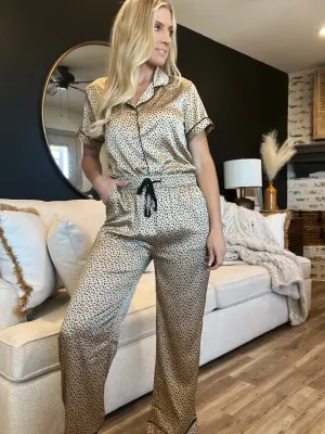 Hello Mello Satin Beauty Pajama Pants-Ooh La Leopard