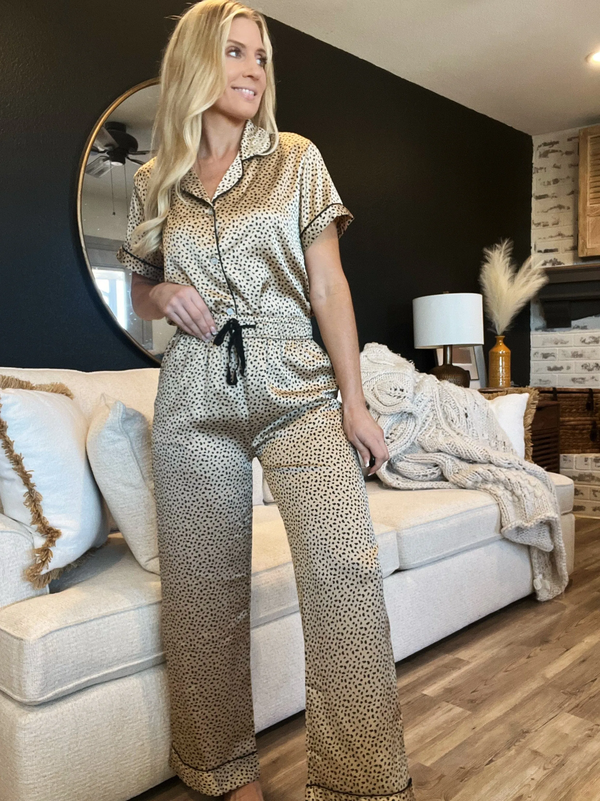 Hello Mello Satin Beauty Pajama Pants-Ooh La Leopard