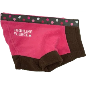 Highline Fleece Dog Coat - Pink and Brown with Polka Dots
