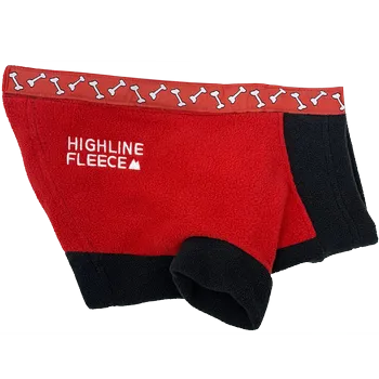Highline Fleece Dog Coat - Red and Black with Rolling Bones