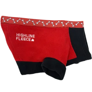 Highline Fleece Dog Coat - Red and Black with Rolling Bones