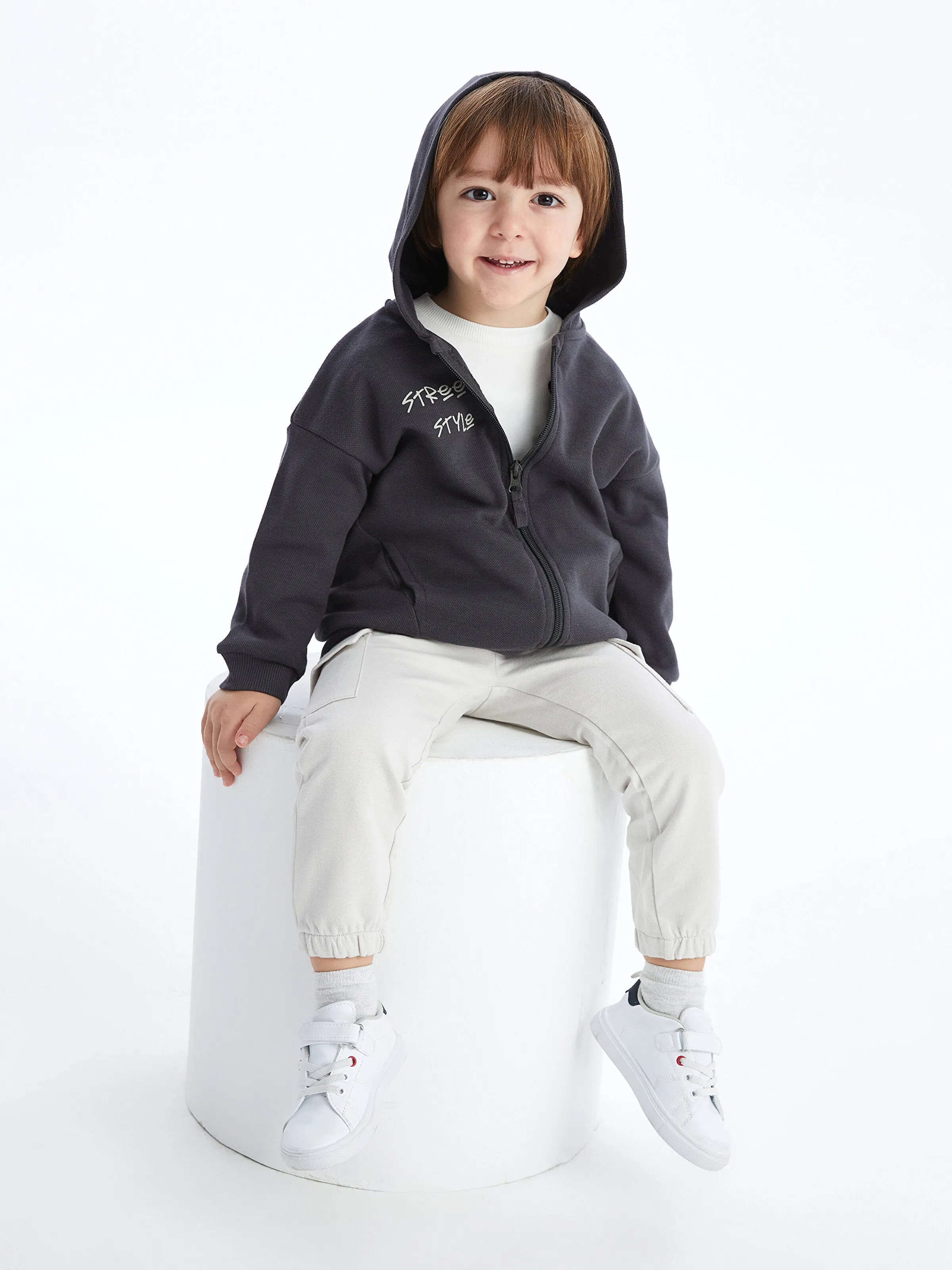 Hooded Long Sleeve Baby Boy Zipper Sweatshirt