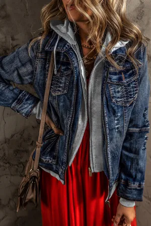 Hooded Zip-Up Denim Jacket