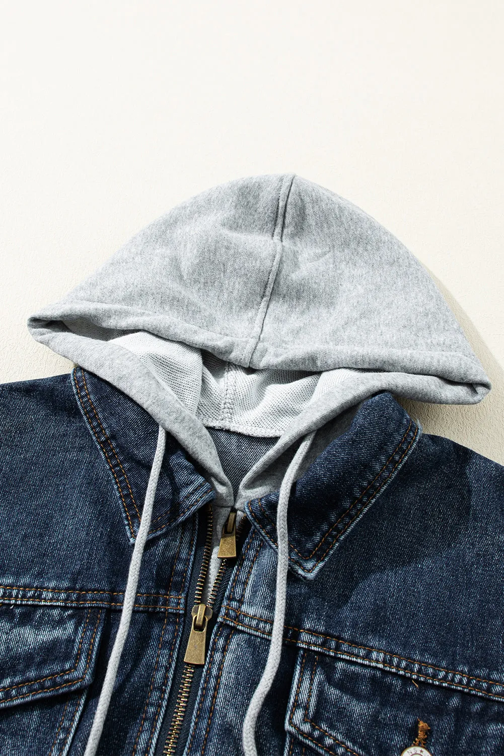 Hooded Zip-Up Denim Jacket