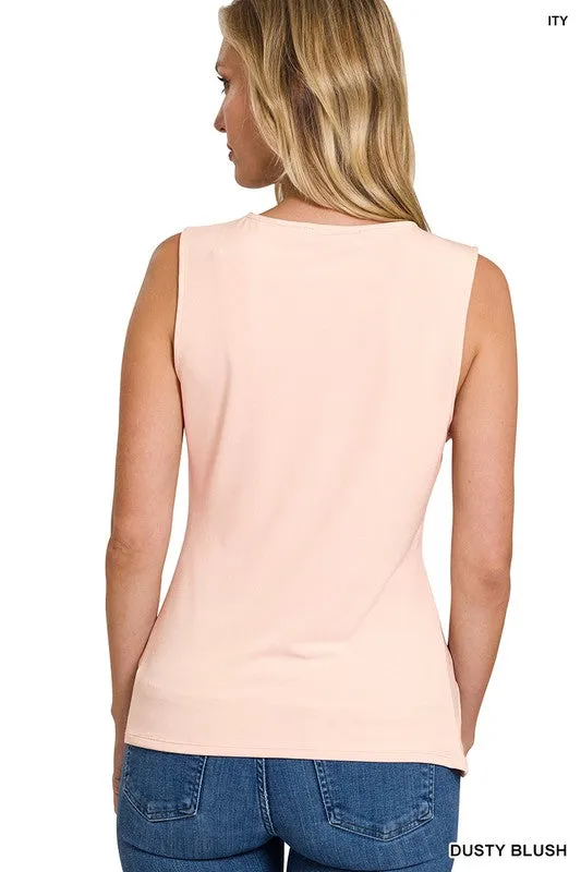 ITY KNOT-FRONT SLEEVELESS TOP