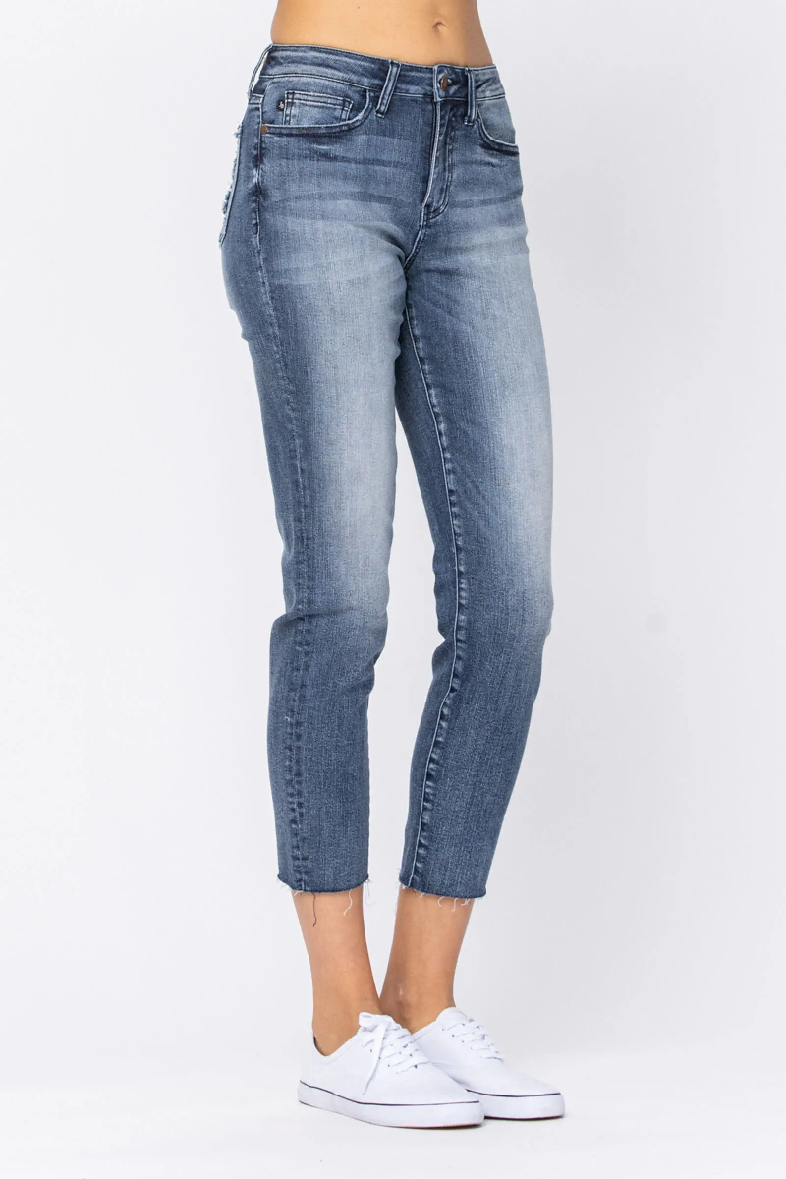 Judy Blue High Rise Raw Hem Relaxed Jeans